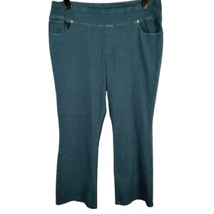 Lemon Way Womens 22W Pull On Stretch Denim Pants Teal Blue Cotton Blend Casual